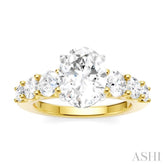 1 1/10 Ctw Oval Shape Round Cut Diamond Semi-Mount Engagement Ring in 14K Yellow and White Gold
